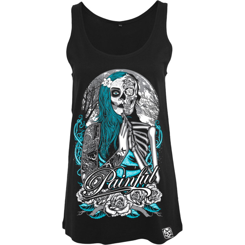 Painful Clothing - Debardeur femme Half skull calavera