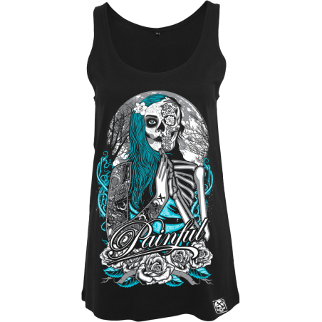 Painful Clothing - Debardeur femme Half skull calavera