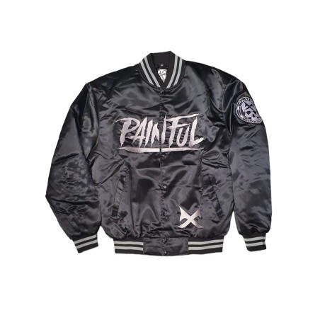 Painful clothing -  BLACK EMBROIDERED Satin jacket Painful