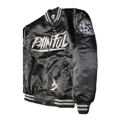 Painful clothing -  BLACK EMBROIDERED Satin jacket Painful