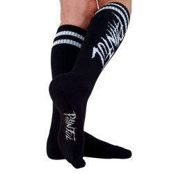 Painful clothing - black knee high trash logo socks