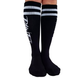 Painful clothing - black knee high trash logo socks