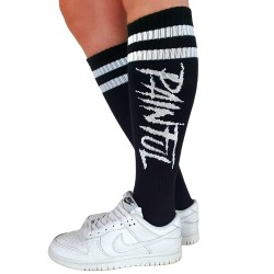 Painful Clothing - Chaussettes hautes trash logo NOIRES