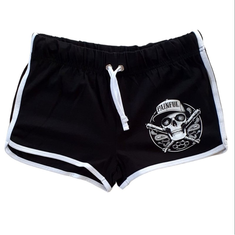 Painful clothing - short femme noir et blanc avec Hardcore logo