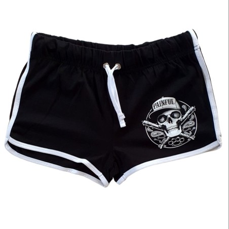 Painful clothing - short femme noir et blanc avec Hardcore logo