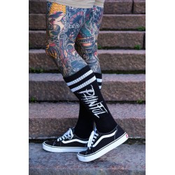 Painful clothing - black knee high trash logo socks