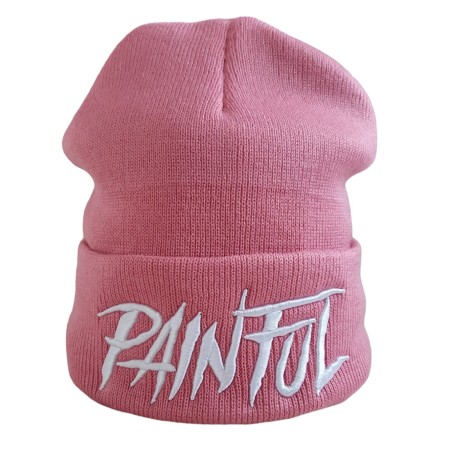 Pink trash embroidery beanie