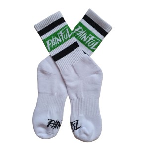 white green crew socks