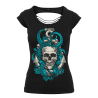 Painful Clothing - t shirt femme Octoskull dos lacere